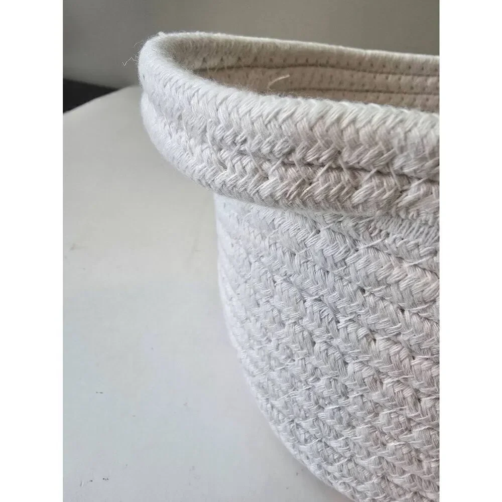 Cotton Rope Basket Oval White-Basket Only